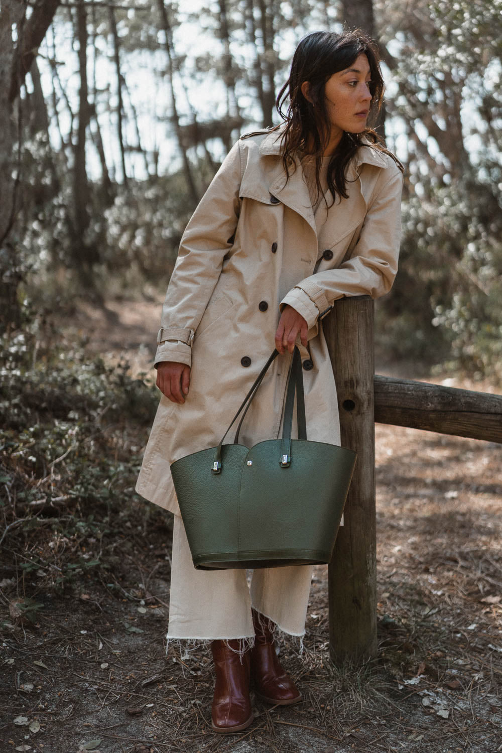 Sac à main en cuir vert