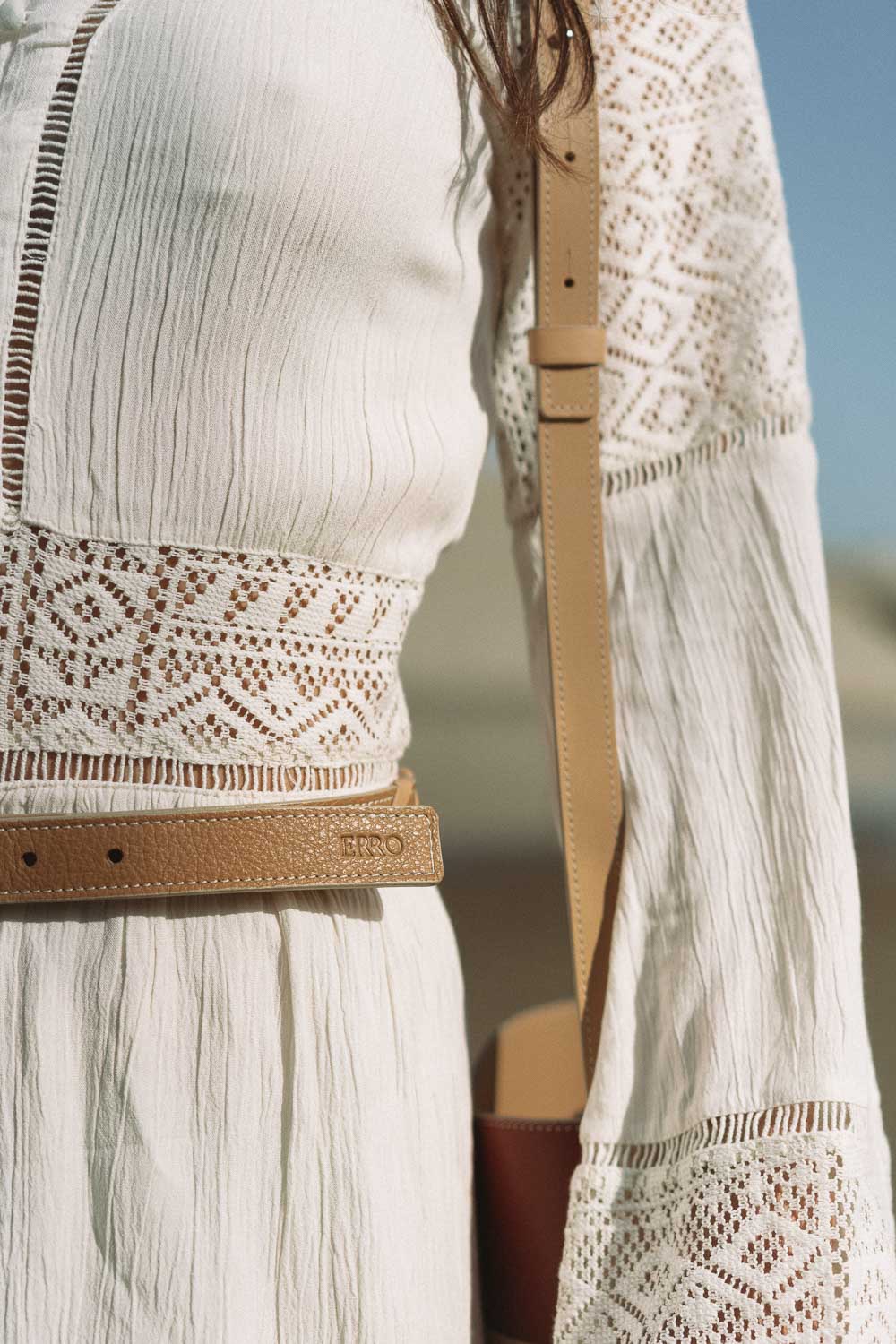 Ceinture en cuir beige