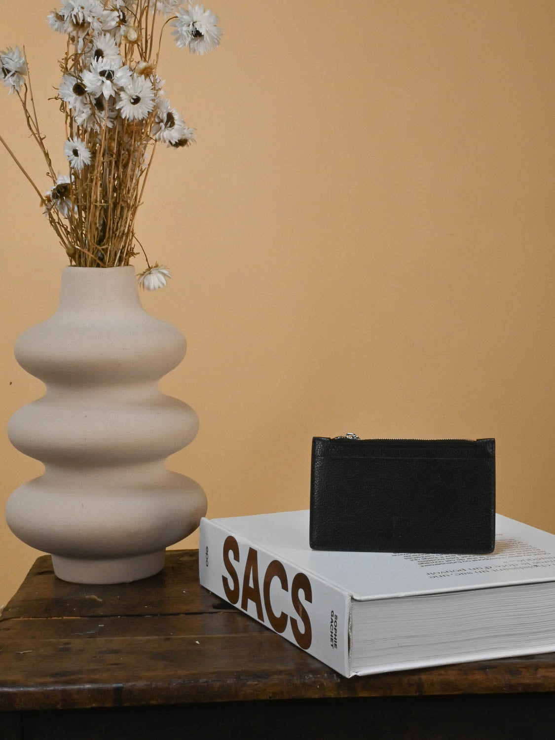 Porte carte en cuir noir