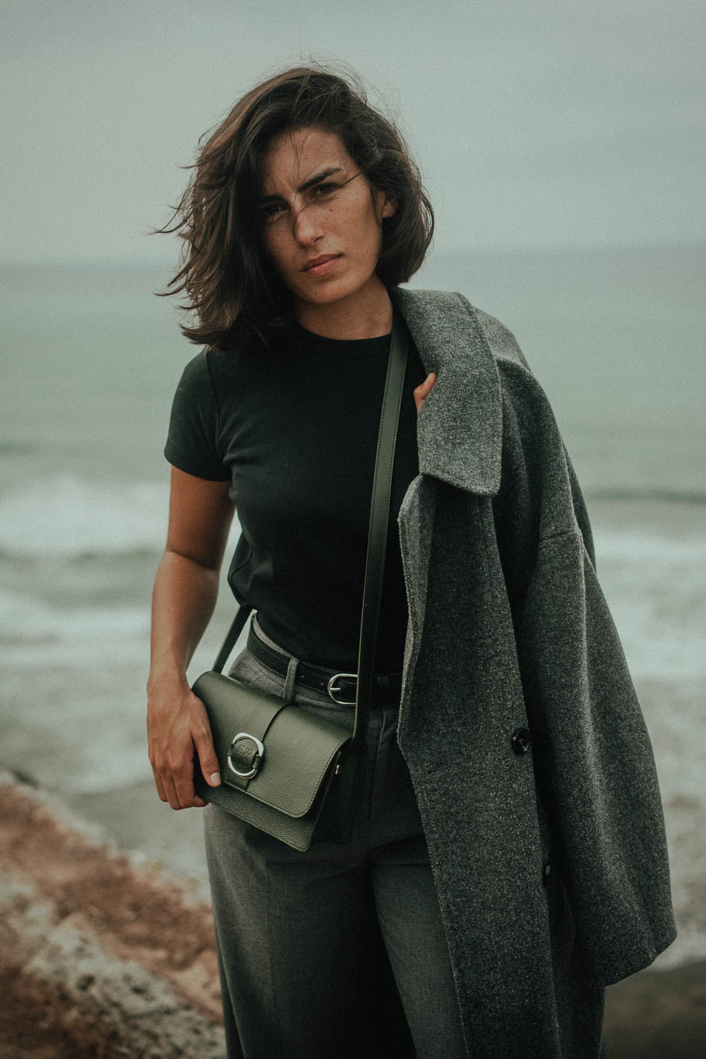Sac à bandoulière en cuir vert