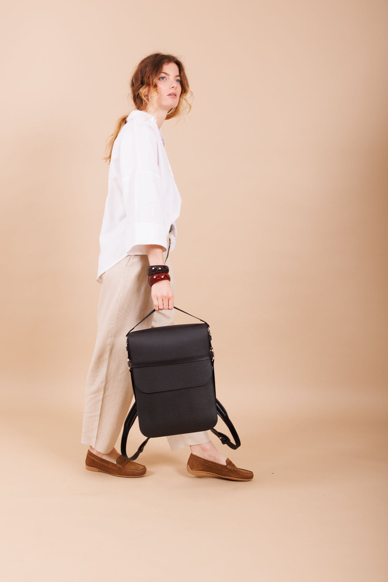 Sac à dos en cuir noir