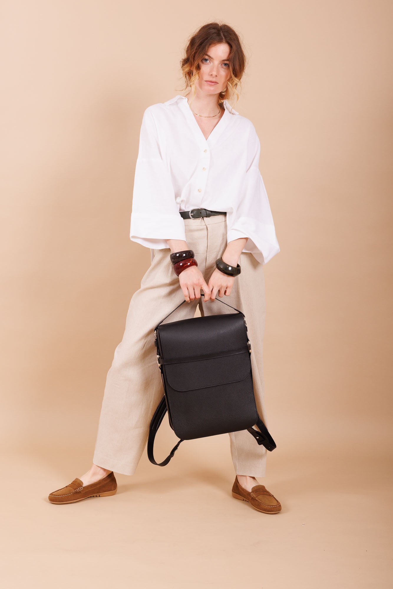 Sac à dos en cuir noir