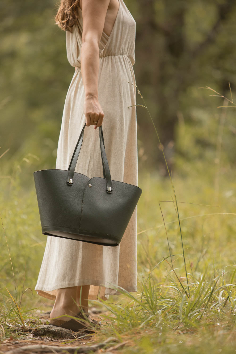 Sac à main en cuir vert