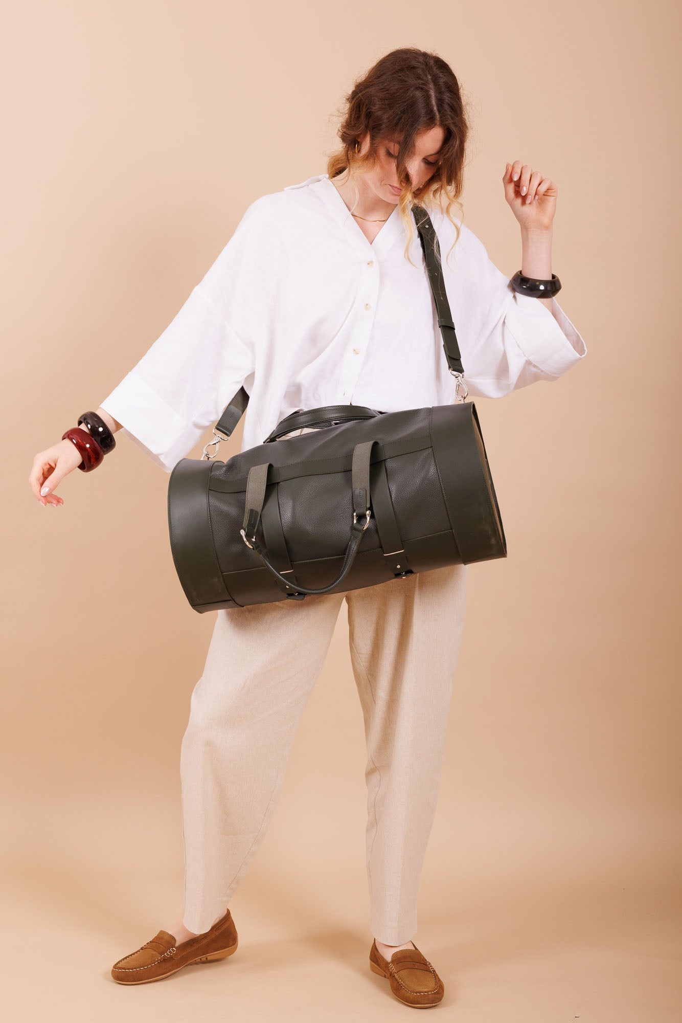Sac de voyage en cuir noir femme