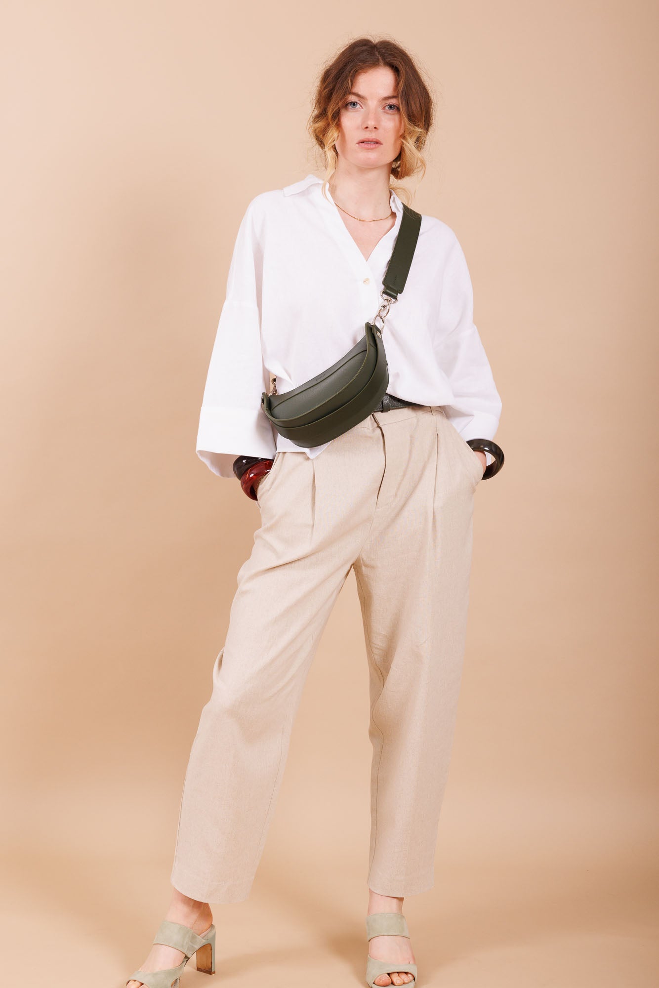 Sac à main en cuir vert femme