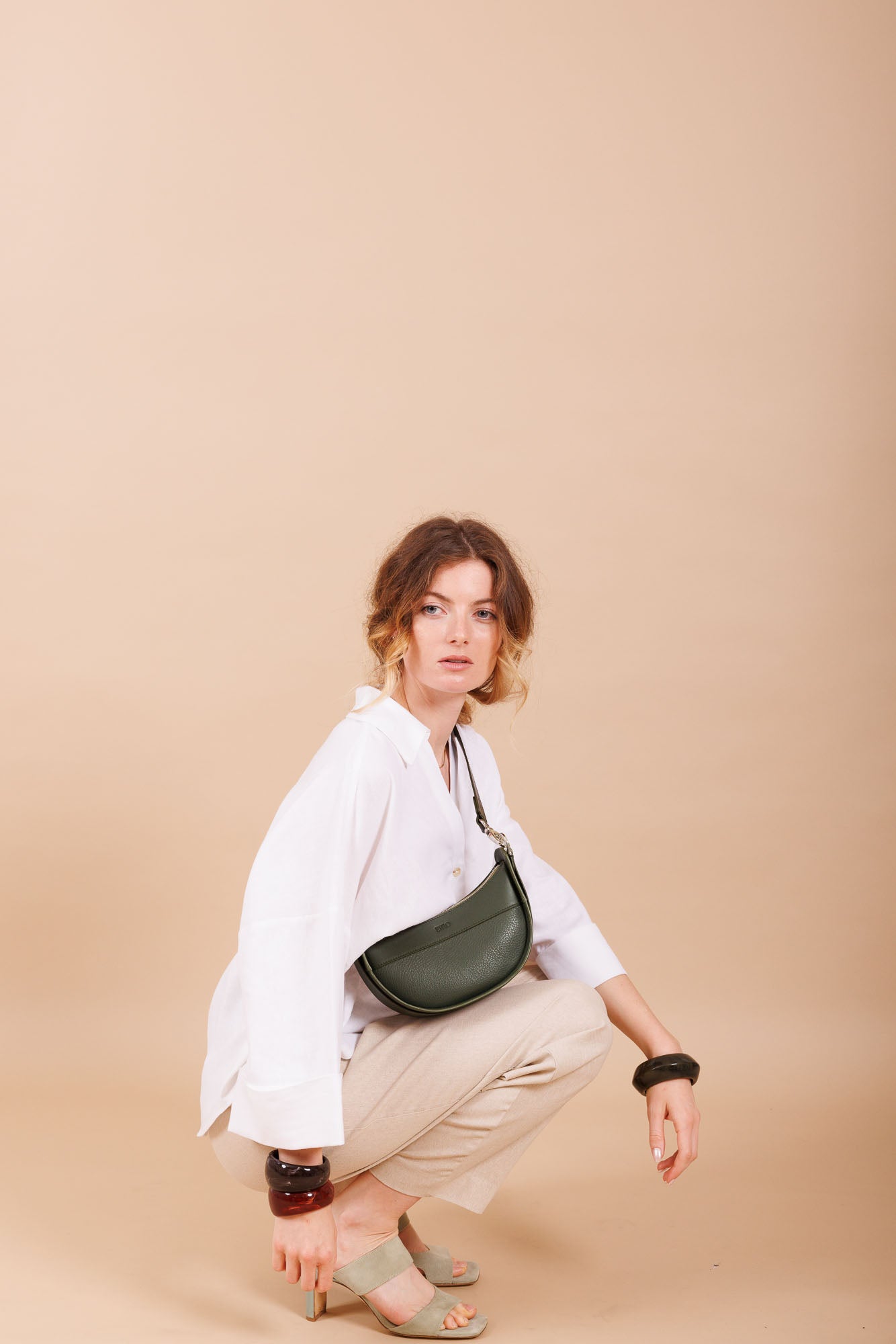 Sac à main en cuir vert femme