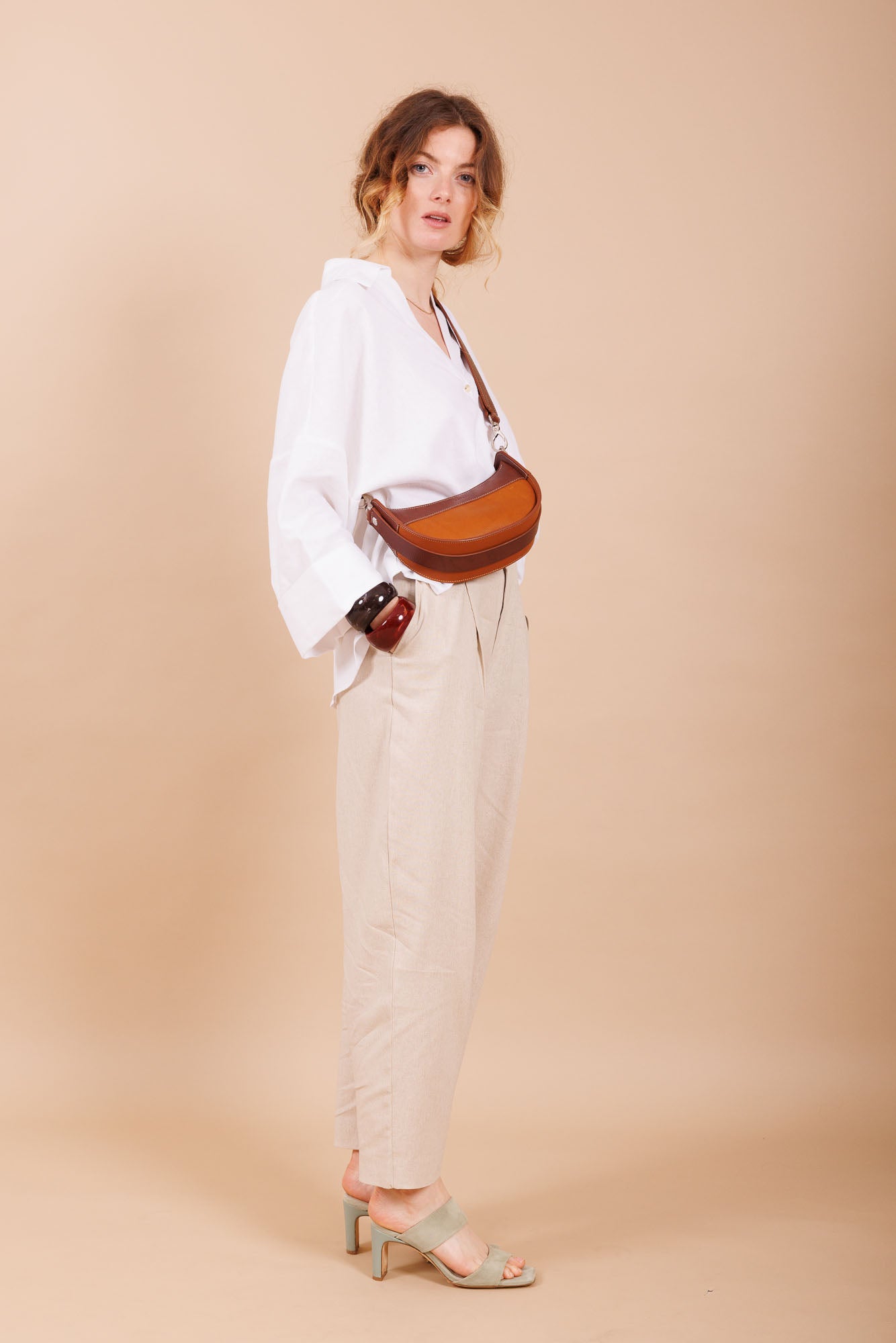 Sac à main en cuir marron femme
