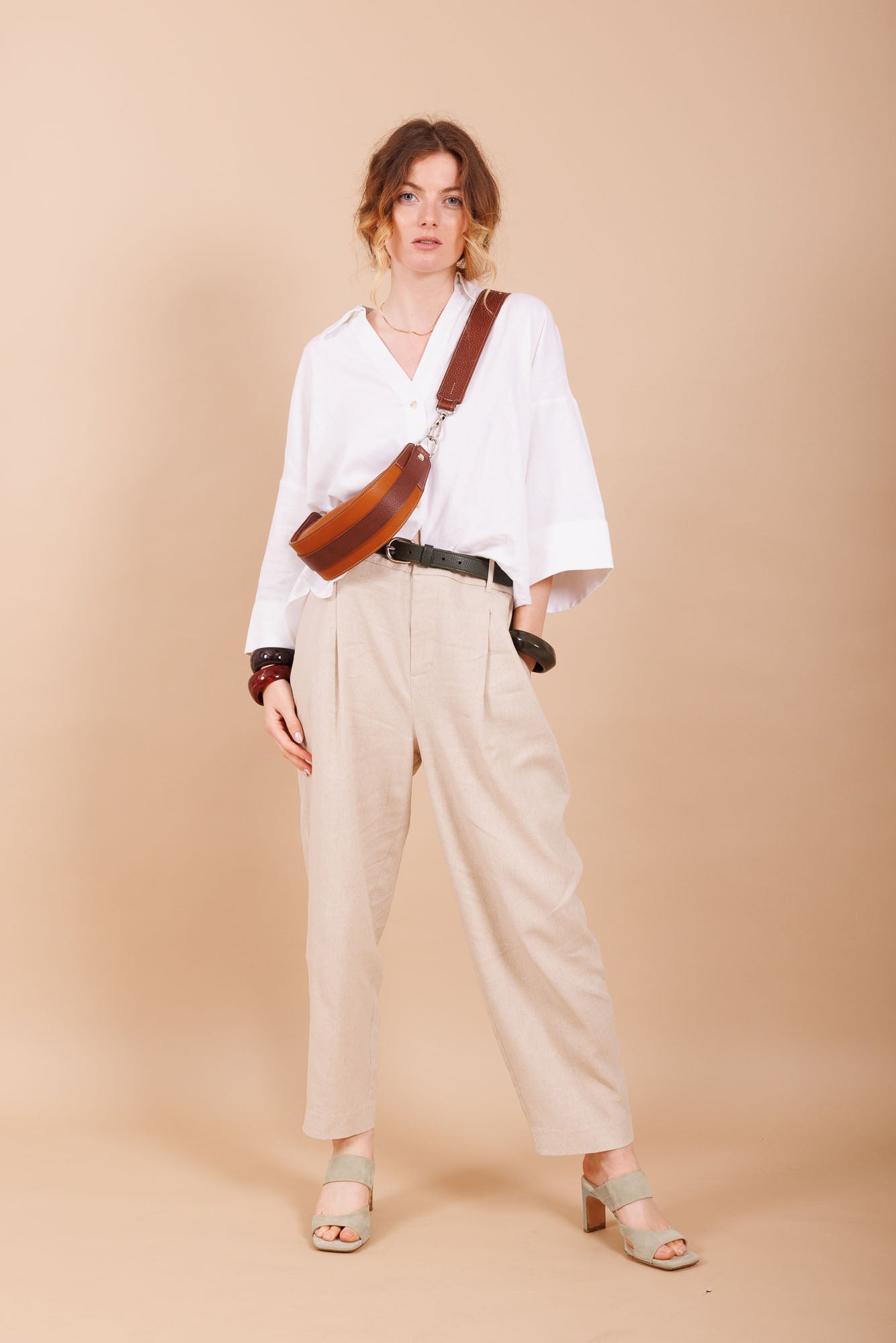 Sac à main en cuir marron femme