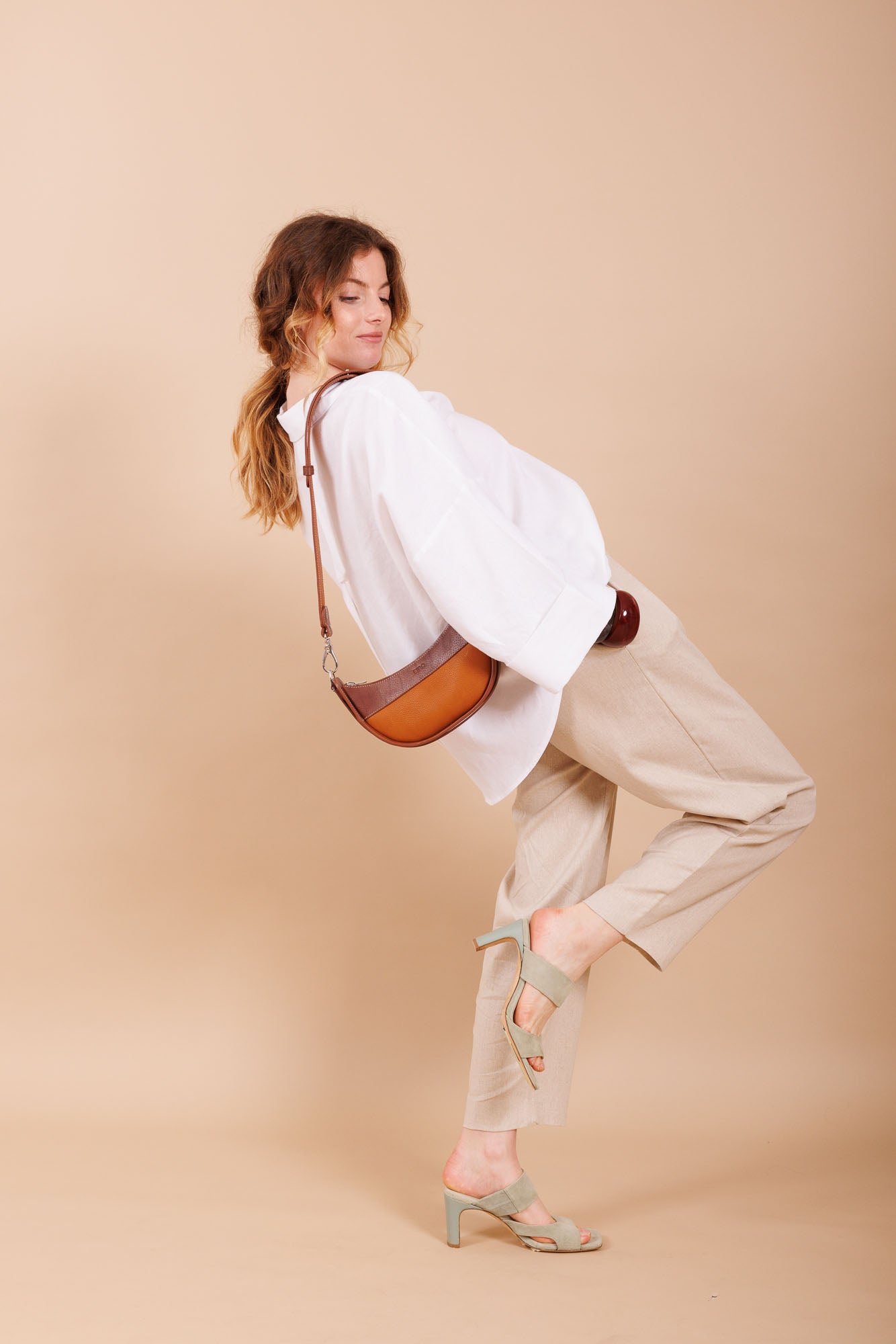 Sac à main en cuir marron femme