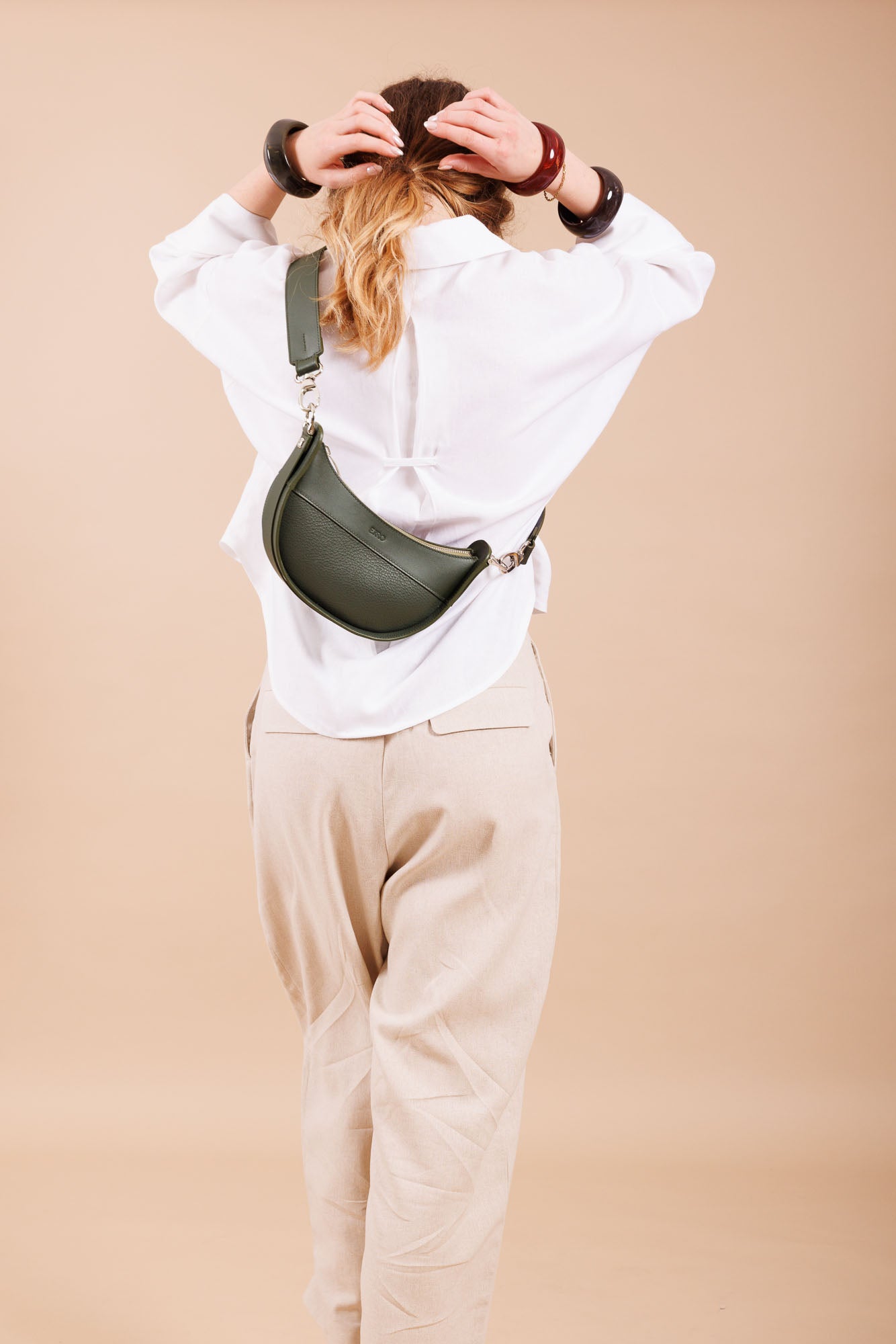 Sac à main en cuir vert femme