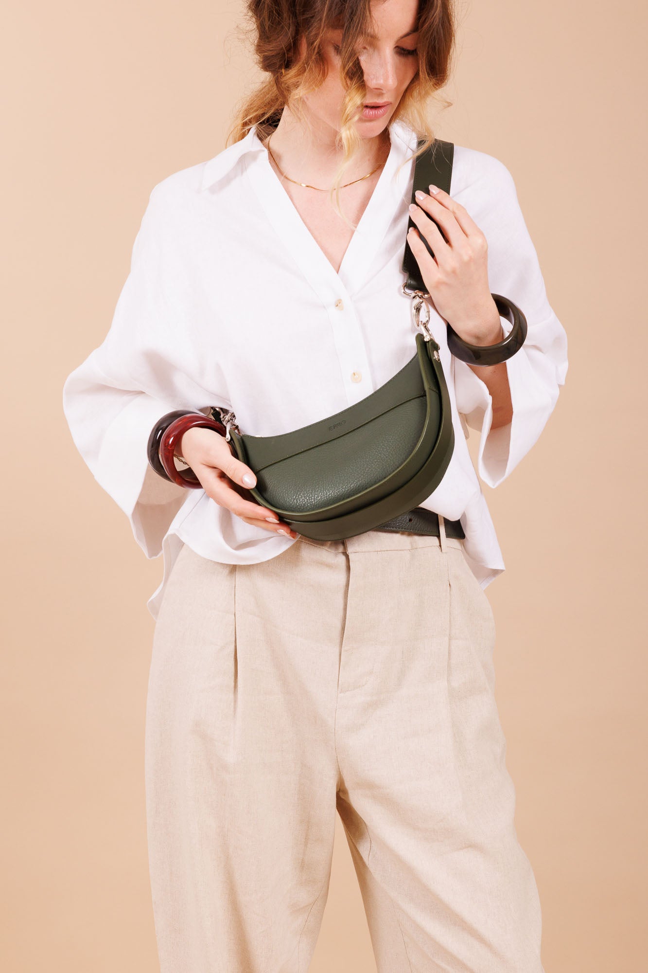 Sac à main en cuir vert femme