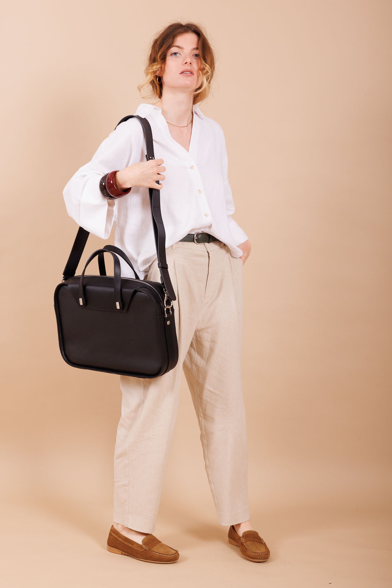 sacoche en cuir noir femme