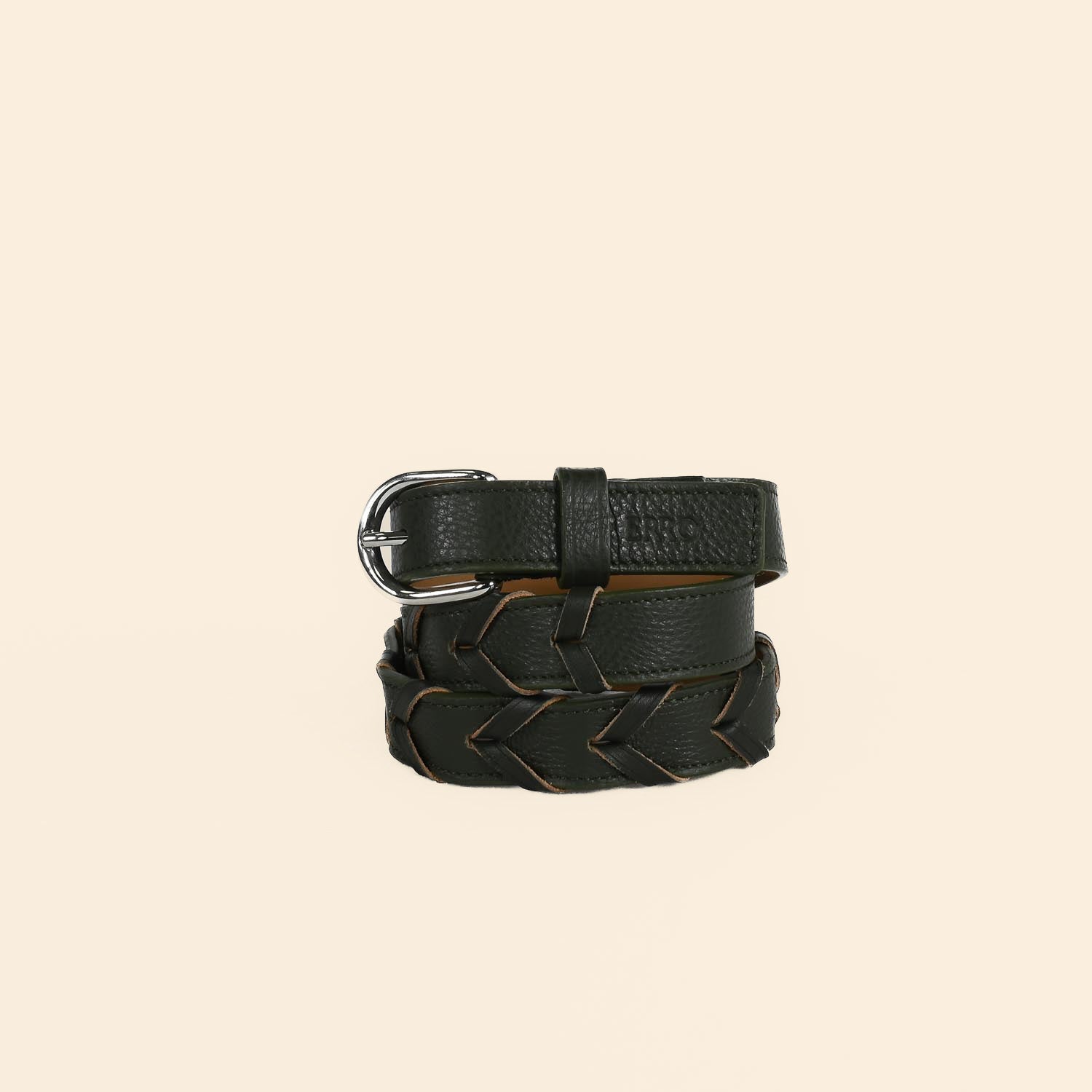 Ceinture Cuir tressé Ursoa couleur Vert Cèdre