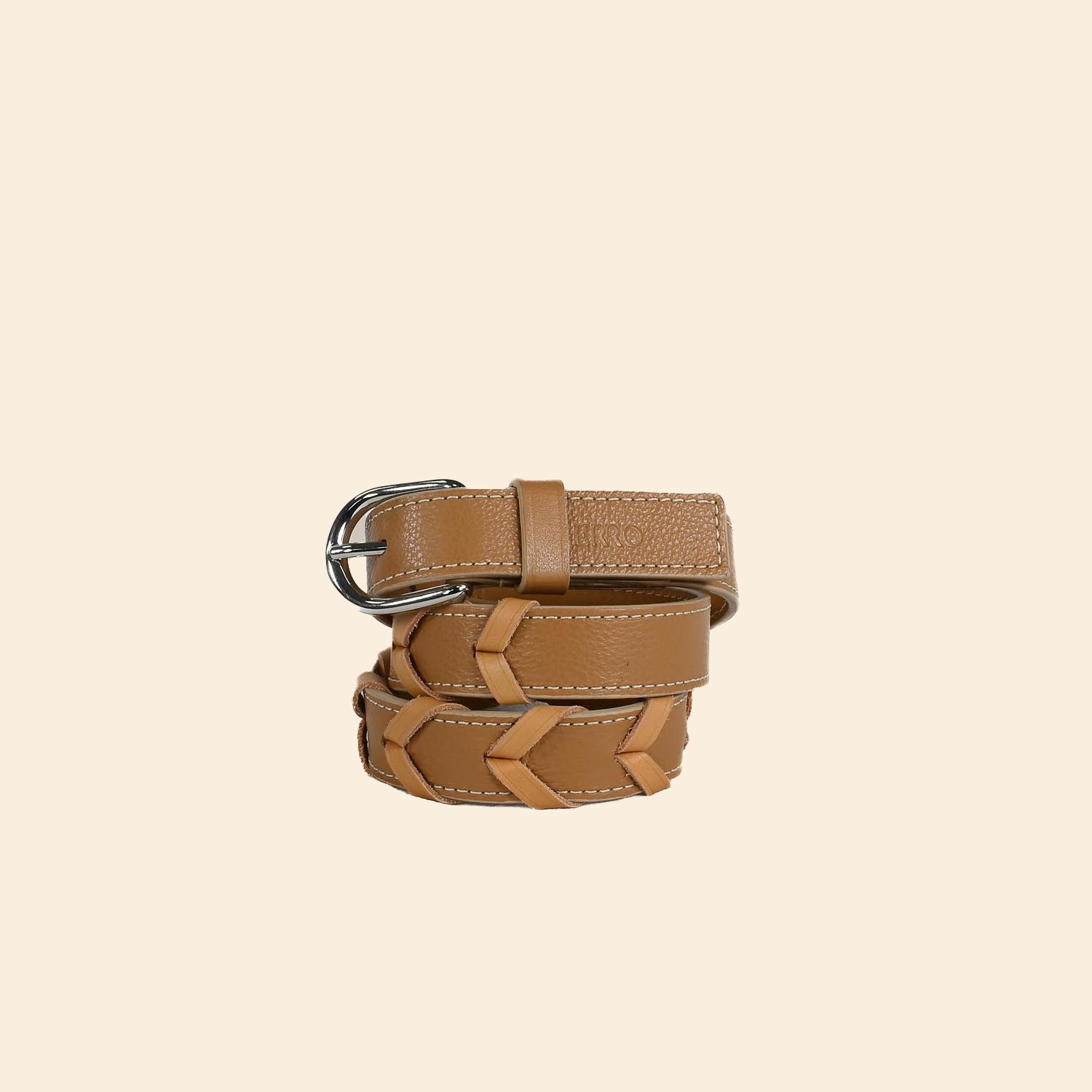 Ceinture cuir tressé Ursoa couleur Sable