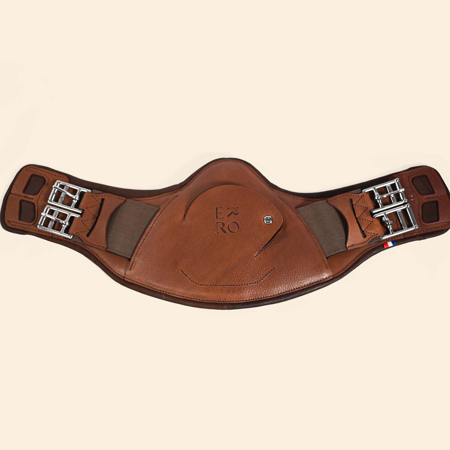 Equipride Sangle de dressage 100 % cuir de veau anglais Marron 70 cm