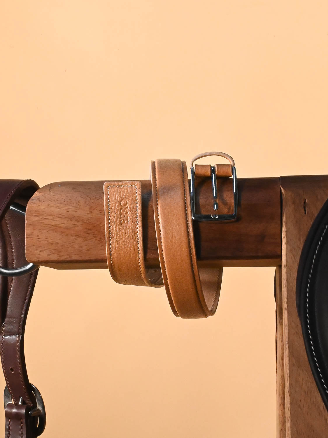 Ceinture en cuir beige