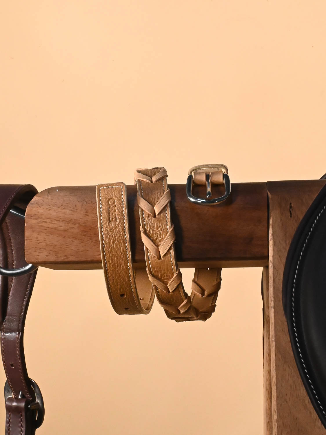 Ceinture en cuir beige