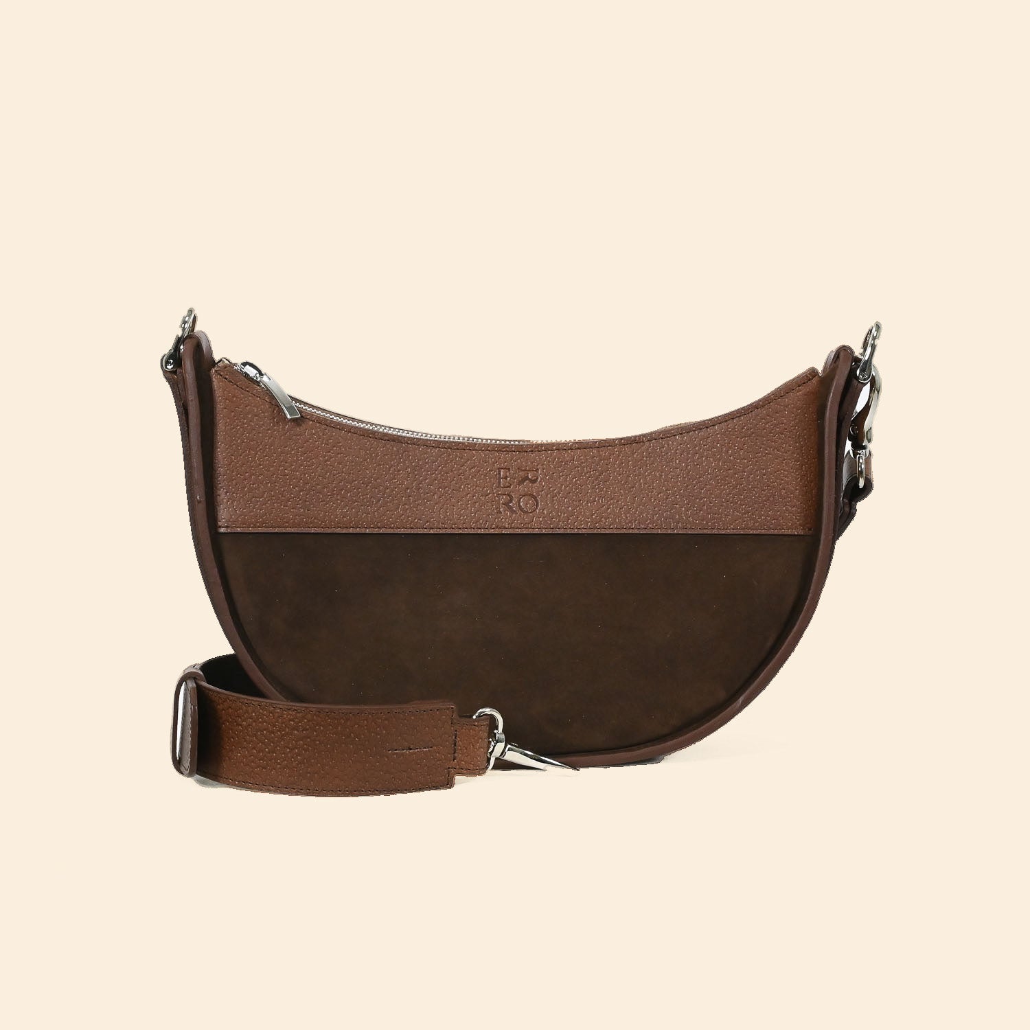 Sac demi lune Ilargia couleur Cacao Velours