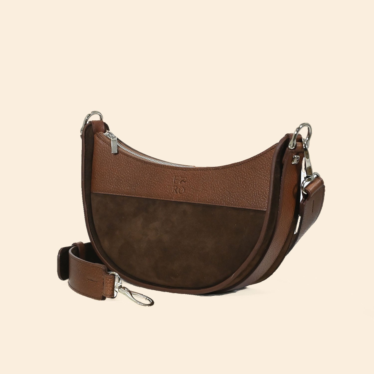 Sac demi lune Ilargia couleur Cacao Velours