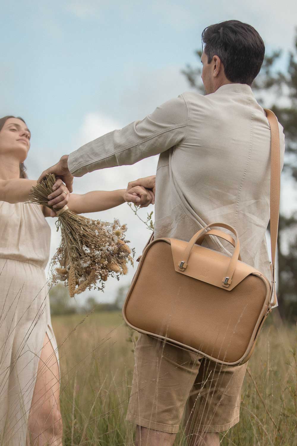 Sac en cuir beige