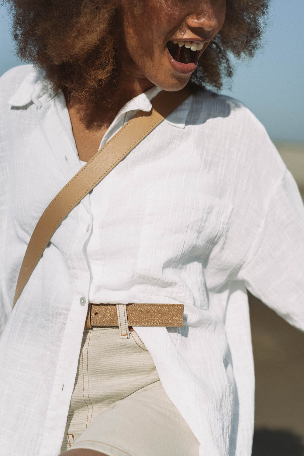 Ceinture en cuir beige
