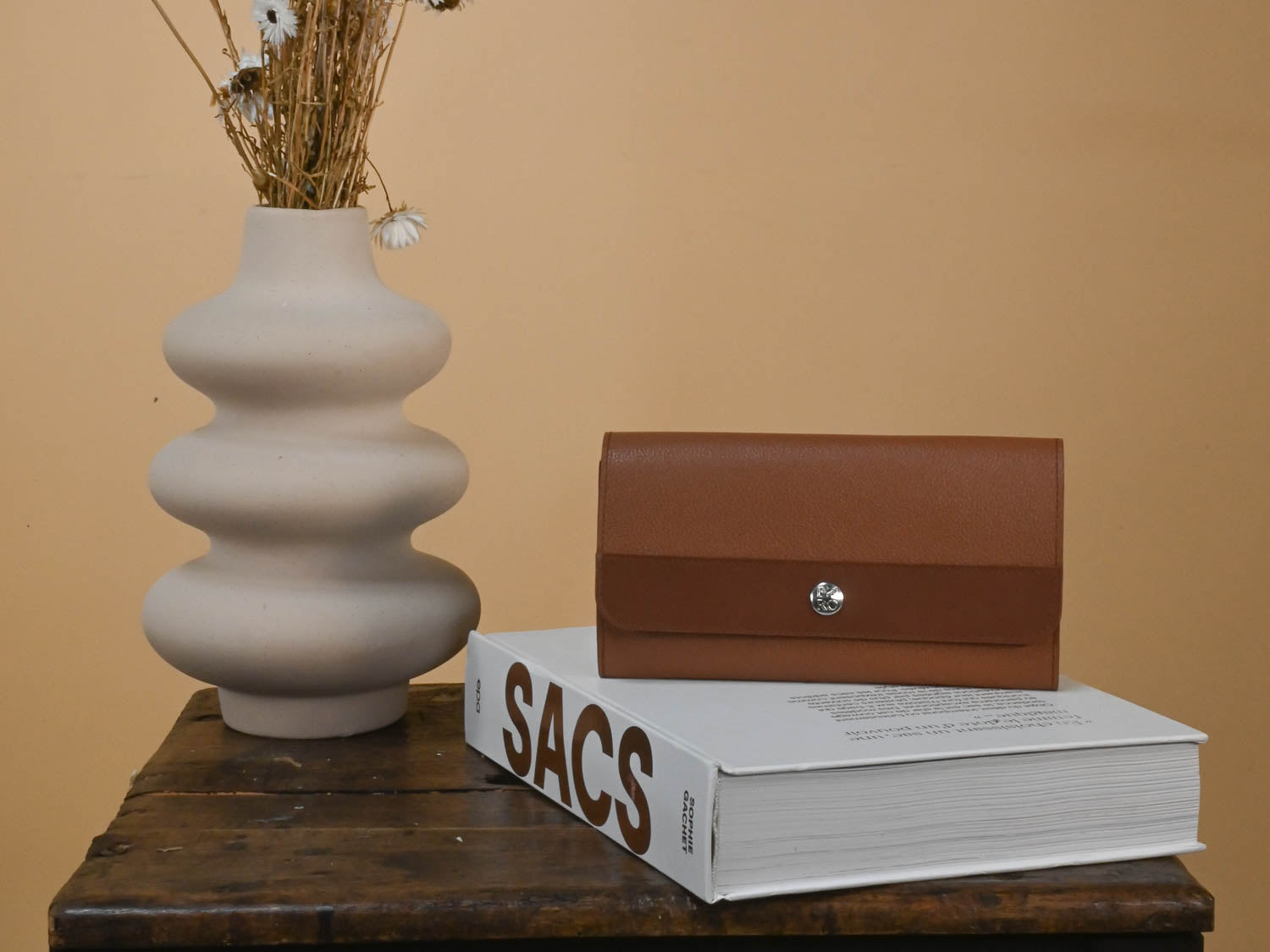 Porte feuille en cuir marron