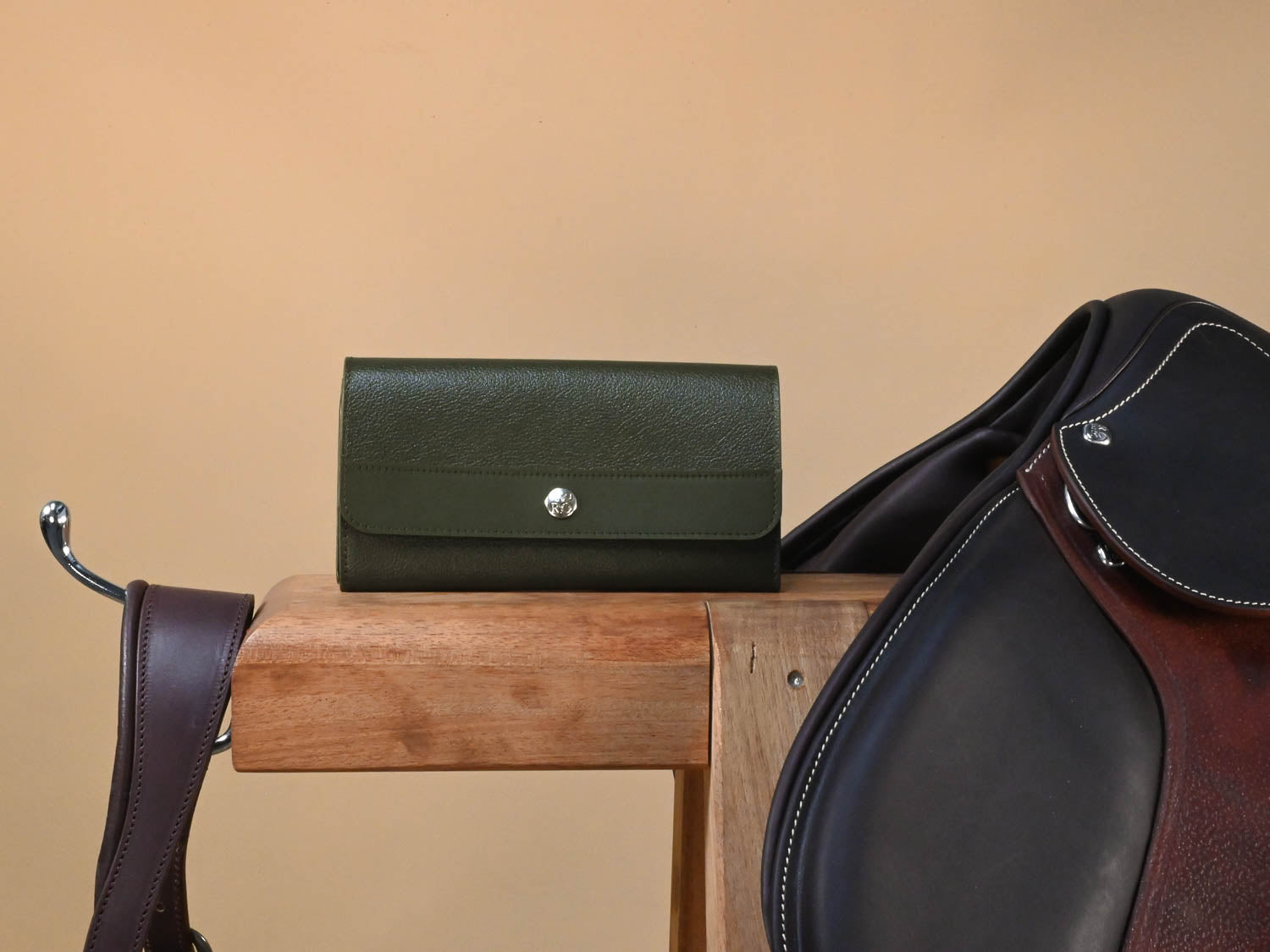 Porte feuille en cuir vert