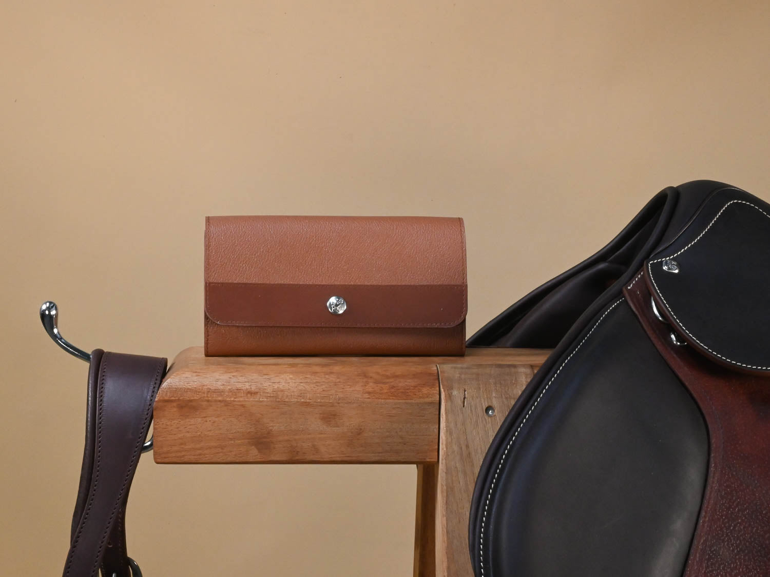 Porte feuille en cuir marron