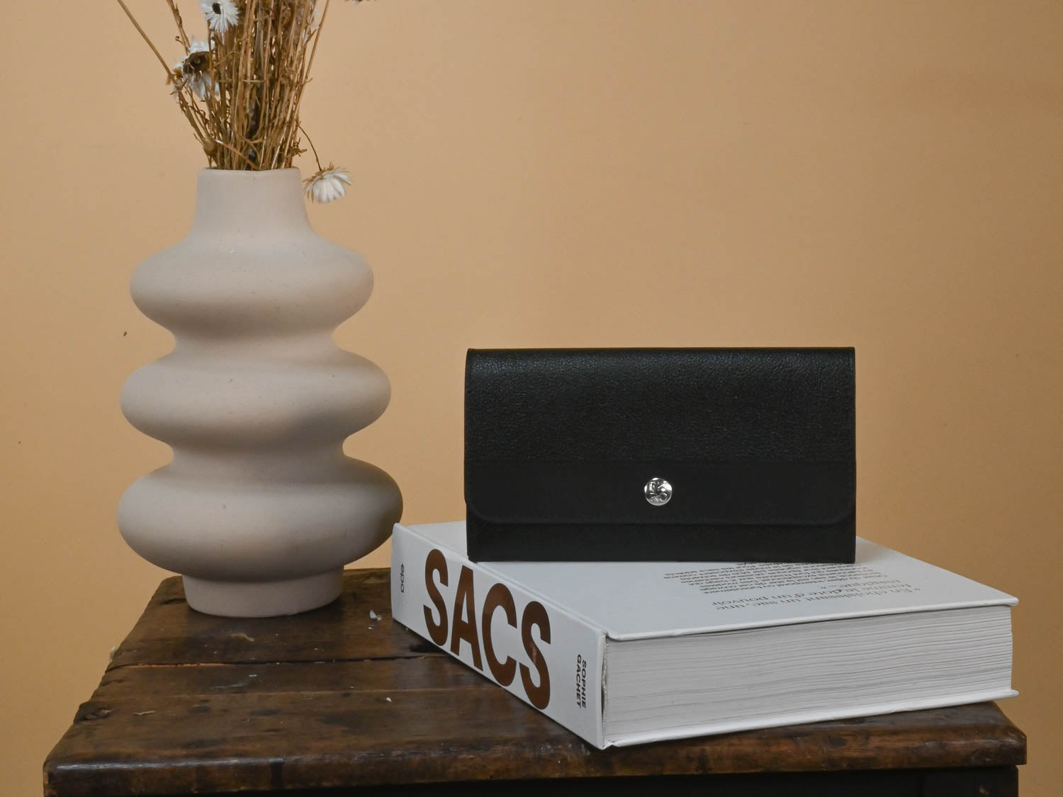 Porte feuille en cuir noir