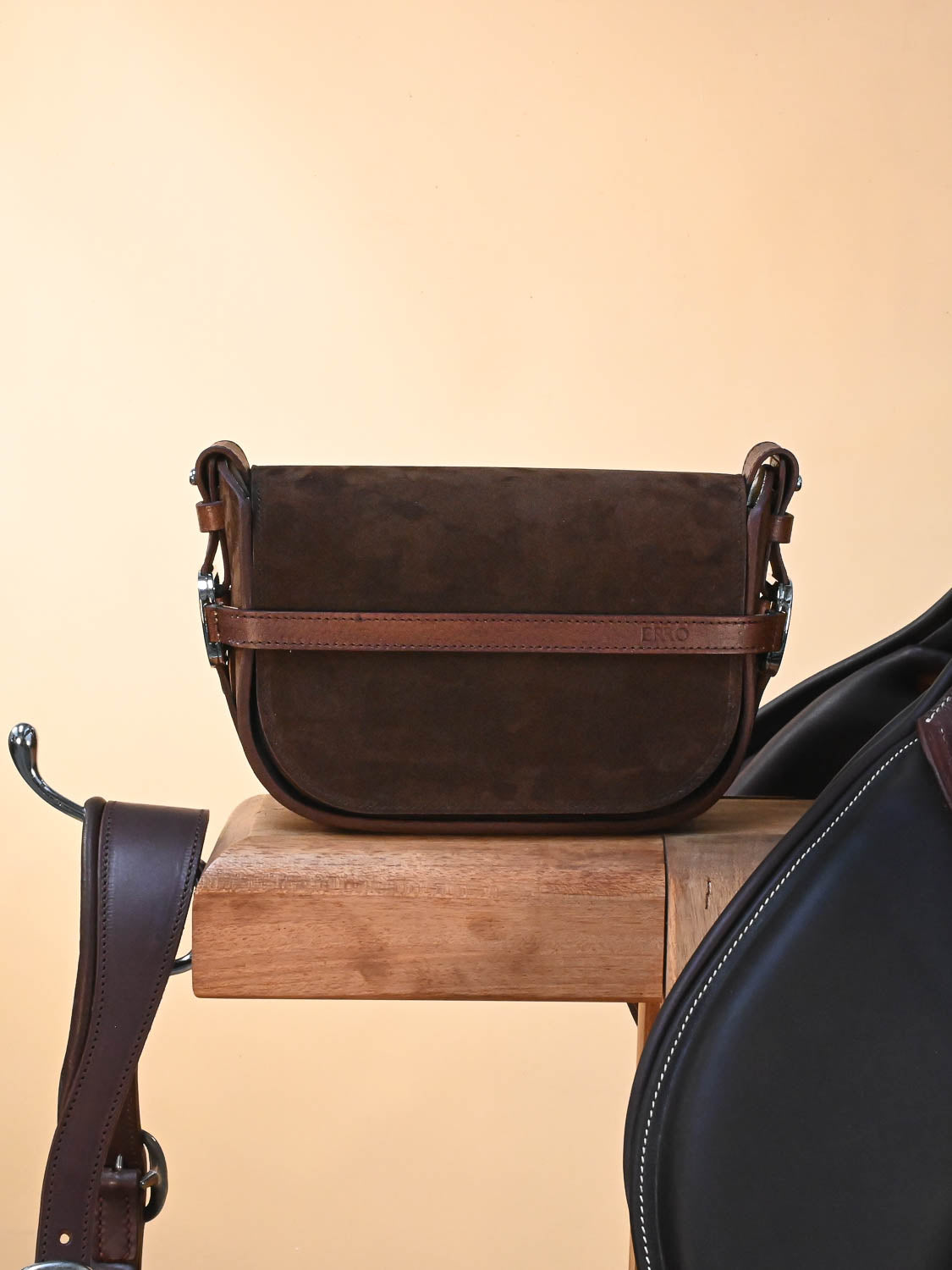 Sac à main en cuir et velours