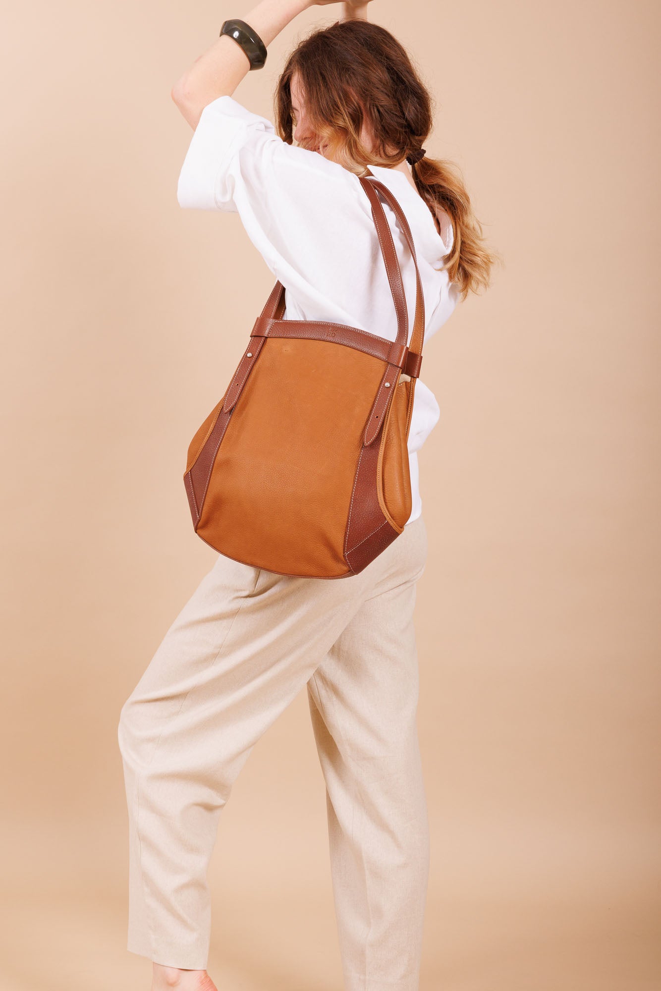Sac à main en cuir marron femme