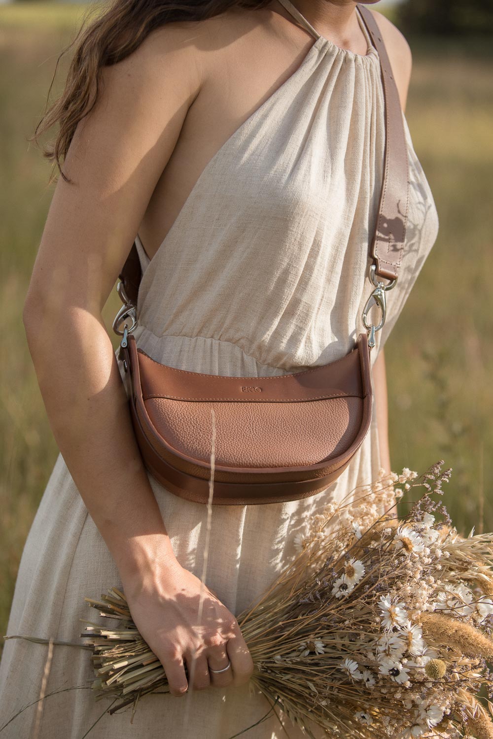Sac à main en cuir couleur Moka