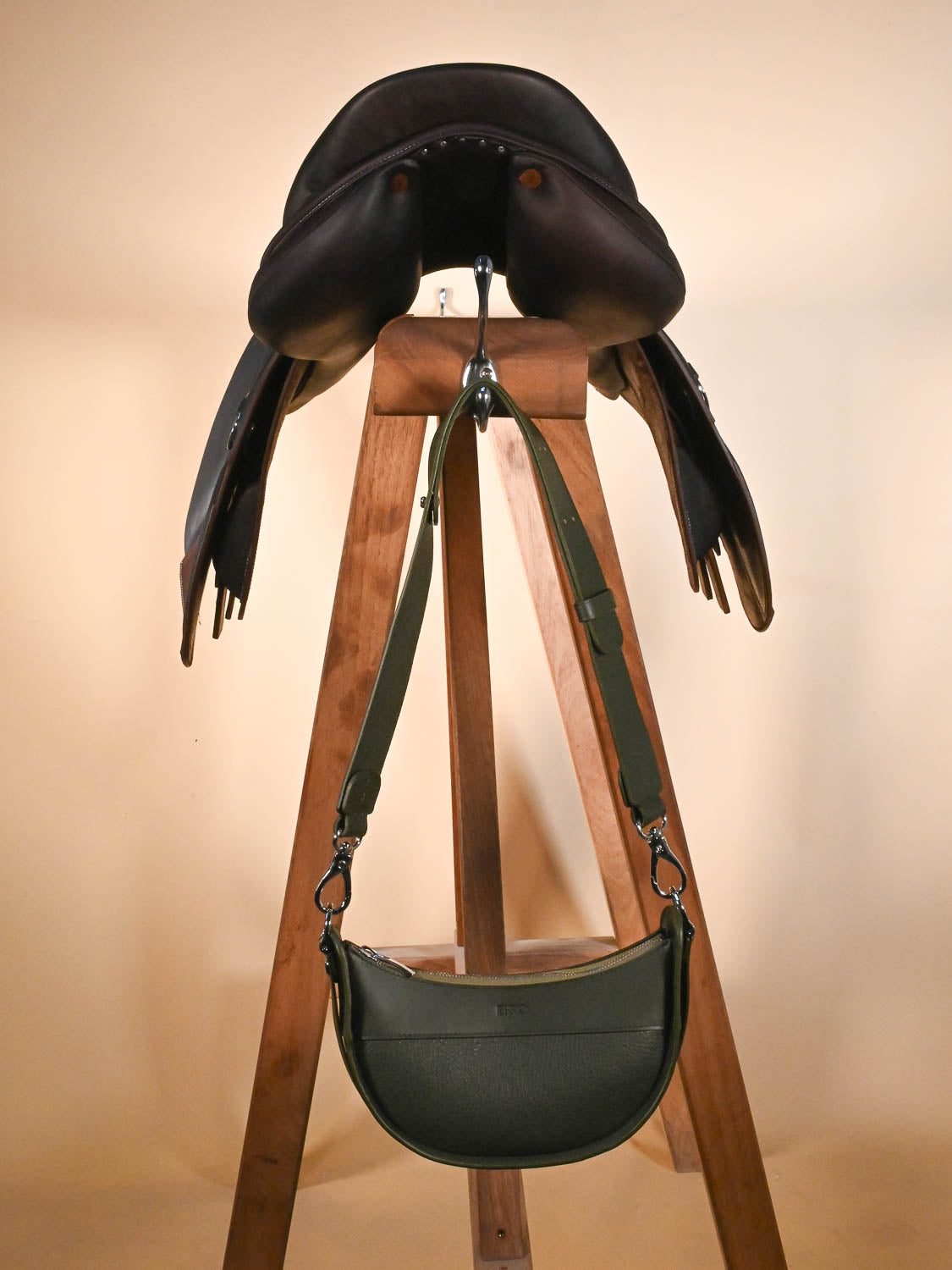 Sac à main en cuir vert - selle équitation