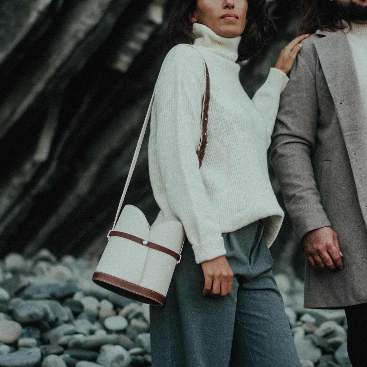 Sac à main en cuir beige