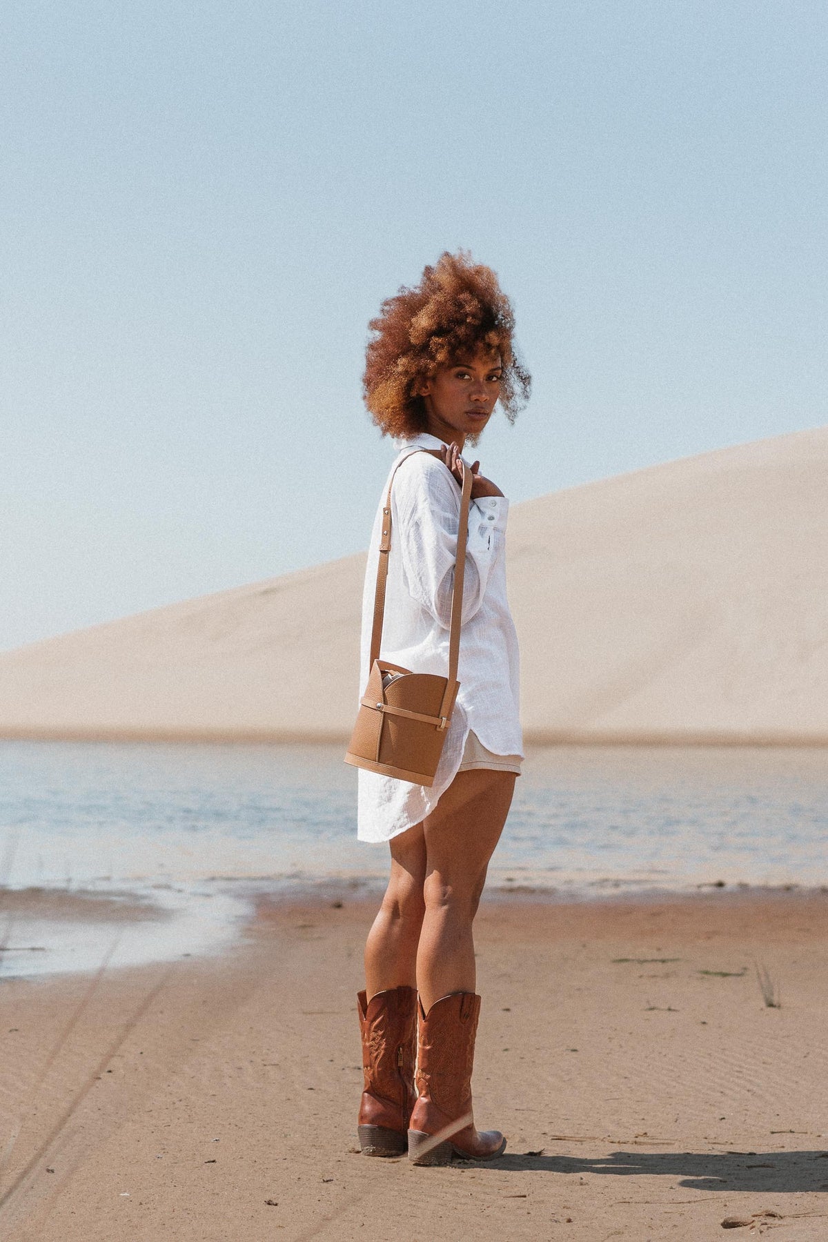 Sac à main en cuir marron