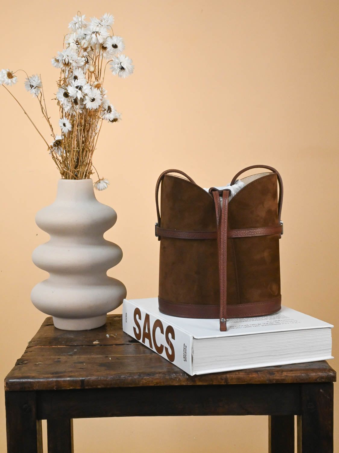 Sac à main en cuir et velours