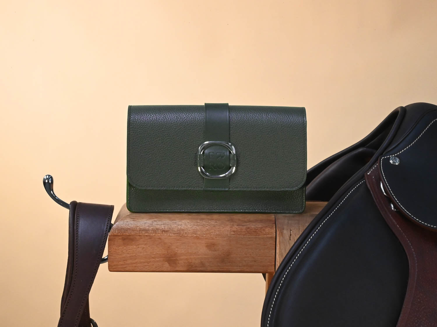 Sac à bandoulière en cuir vert