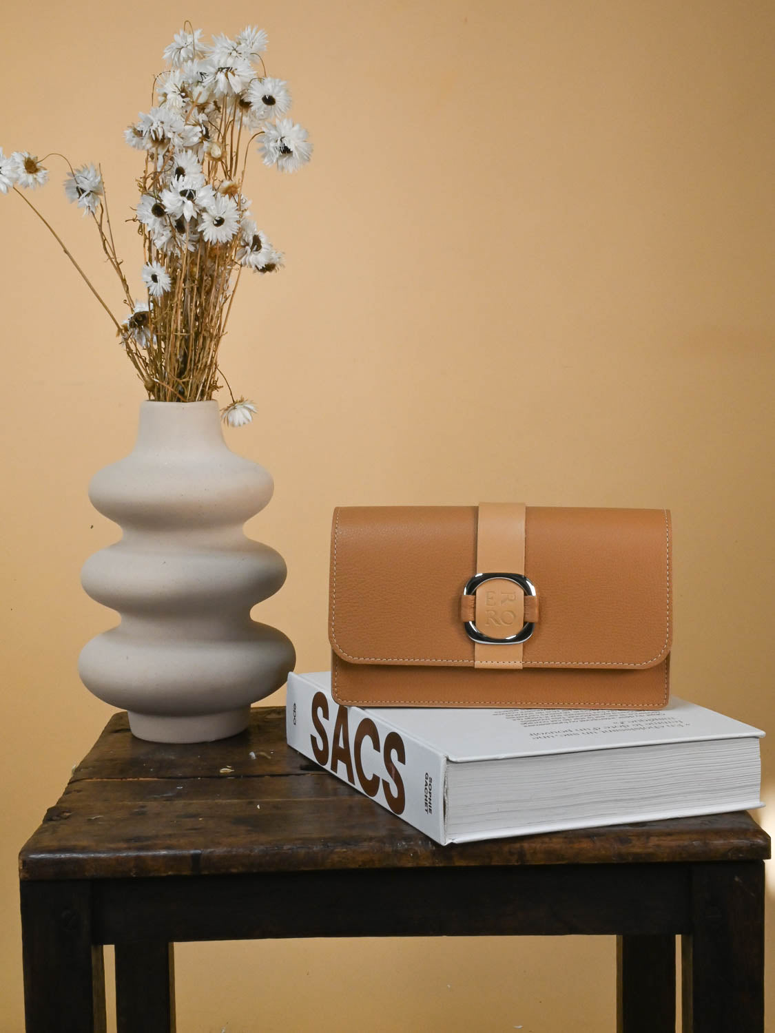 Sac à bandoulière en cuir beige
