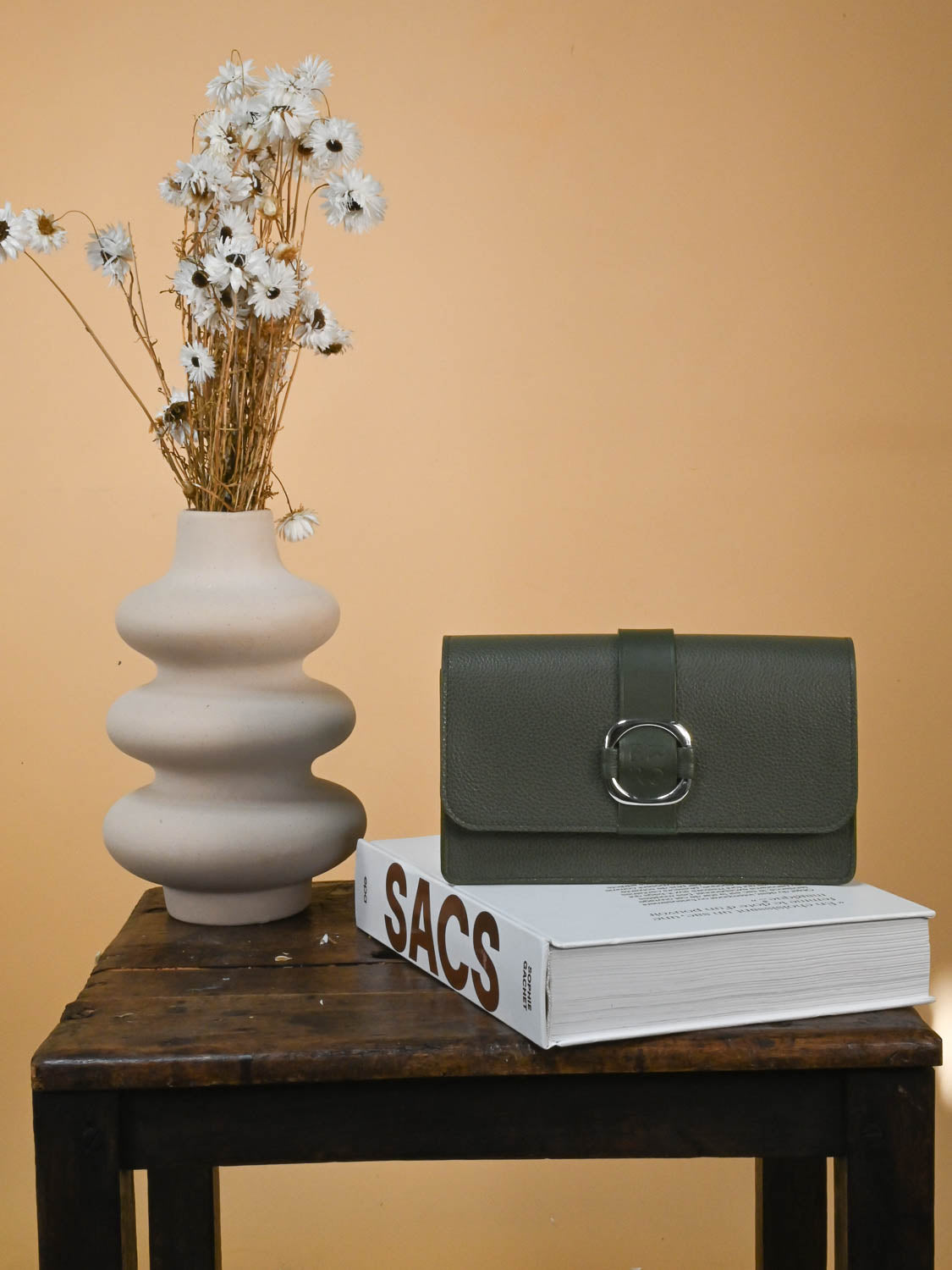 Sac à bandoulière en cuir vert
