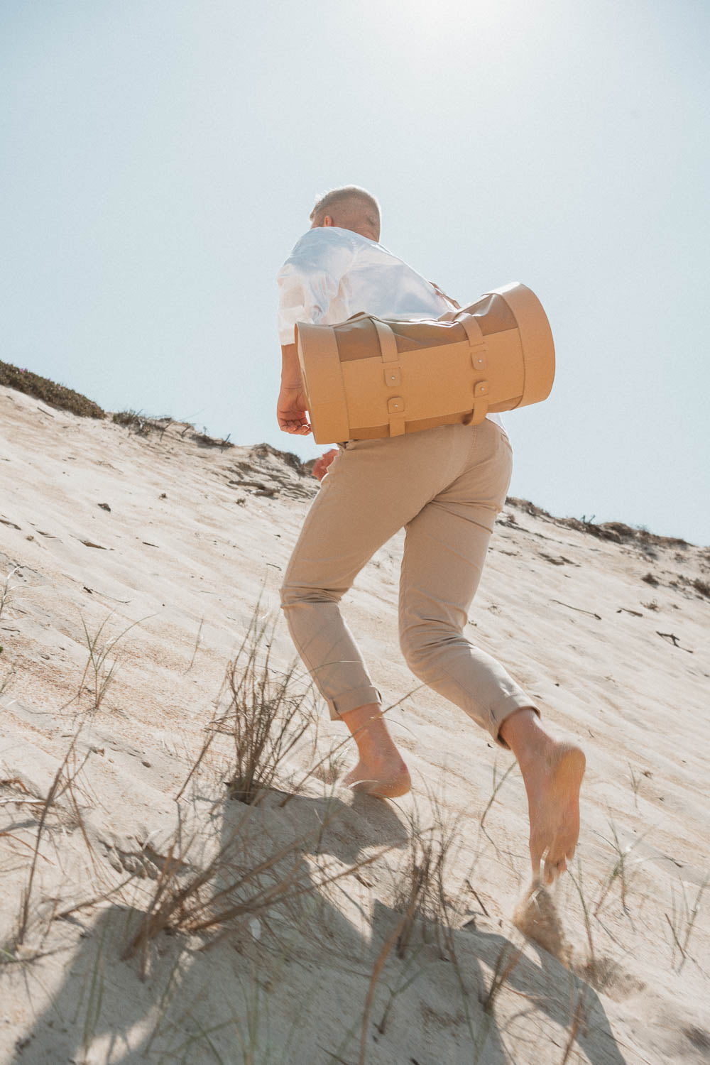Sac de voyage en cuir beige