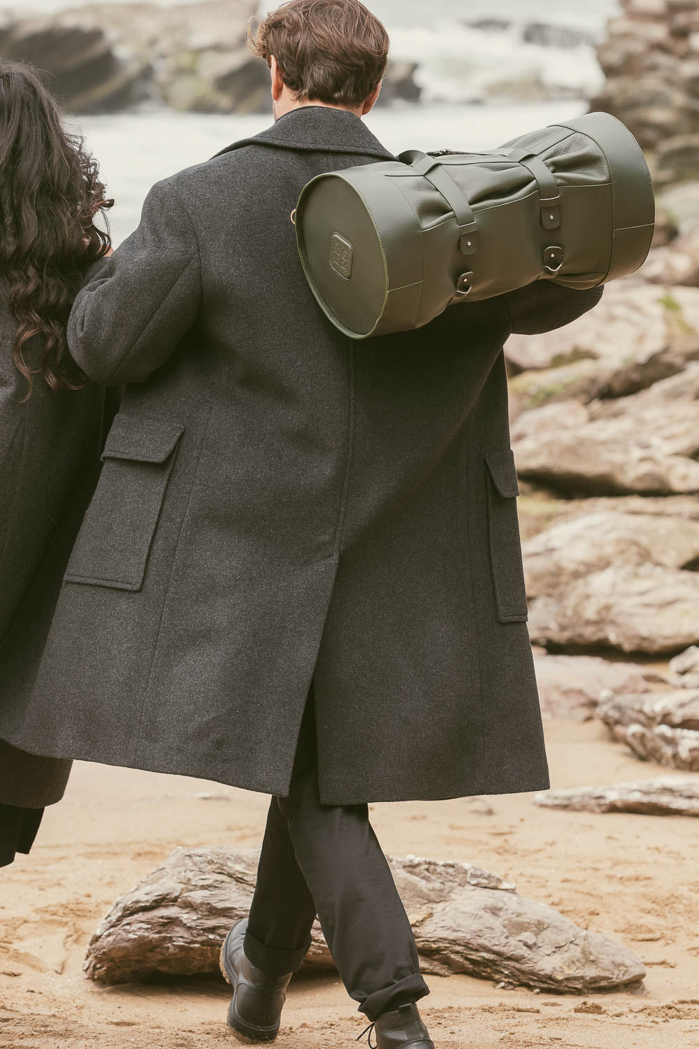 Sac voyage cuir vert