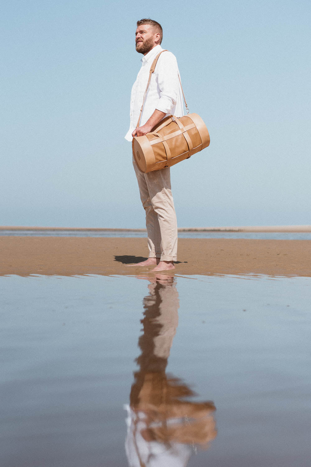 Sac de voyage en cuir beige