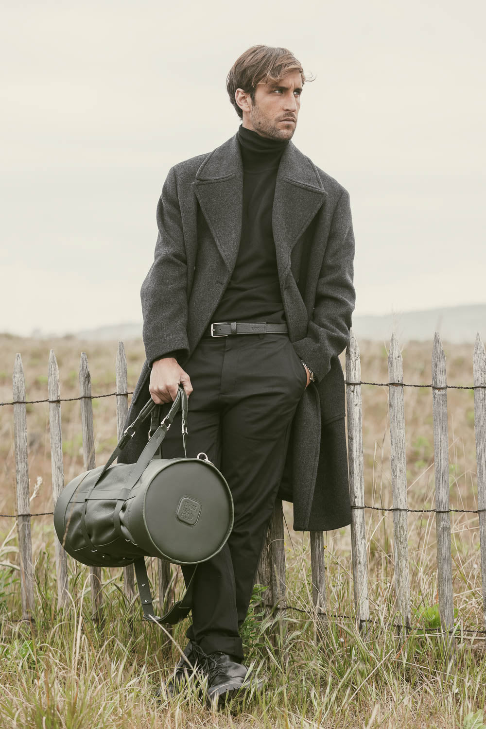 Sac en cuir voyage vert