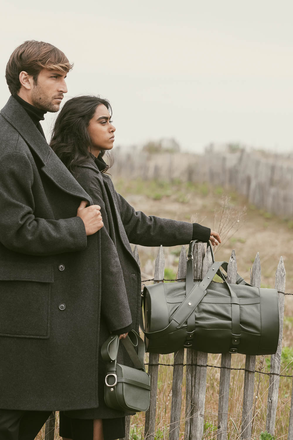 Sac en cuir voyage vert