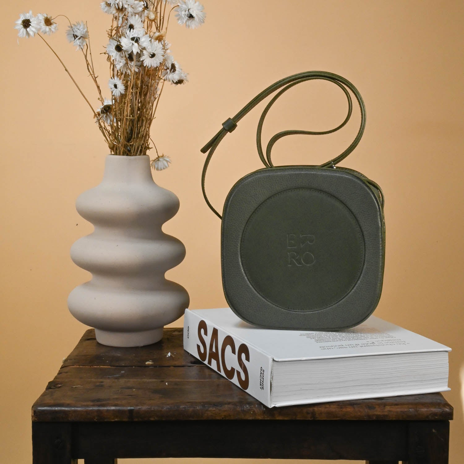 Sac à bandoulière en cuir vert