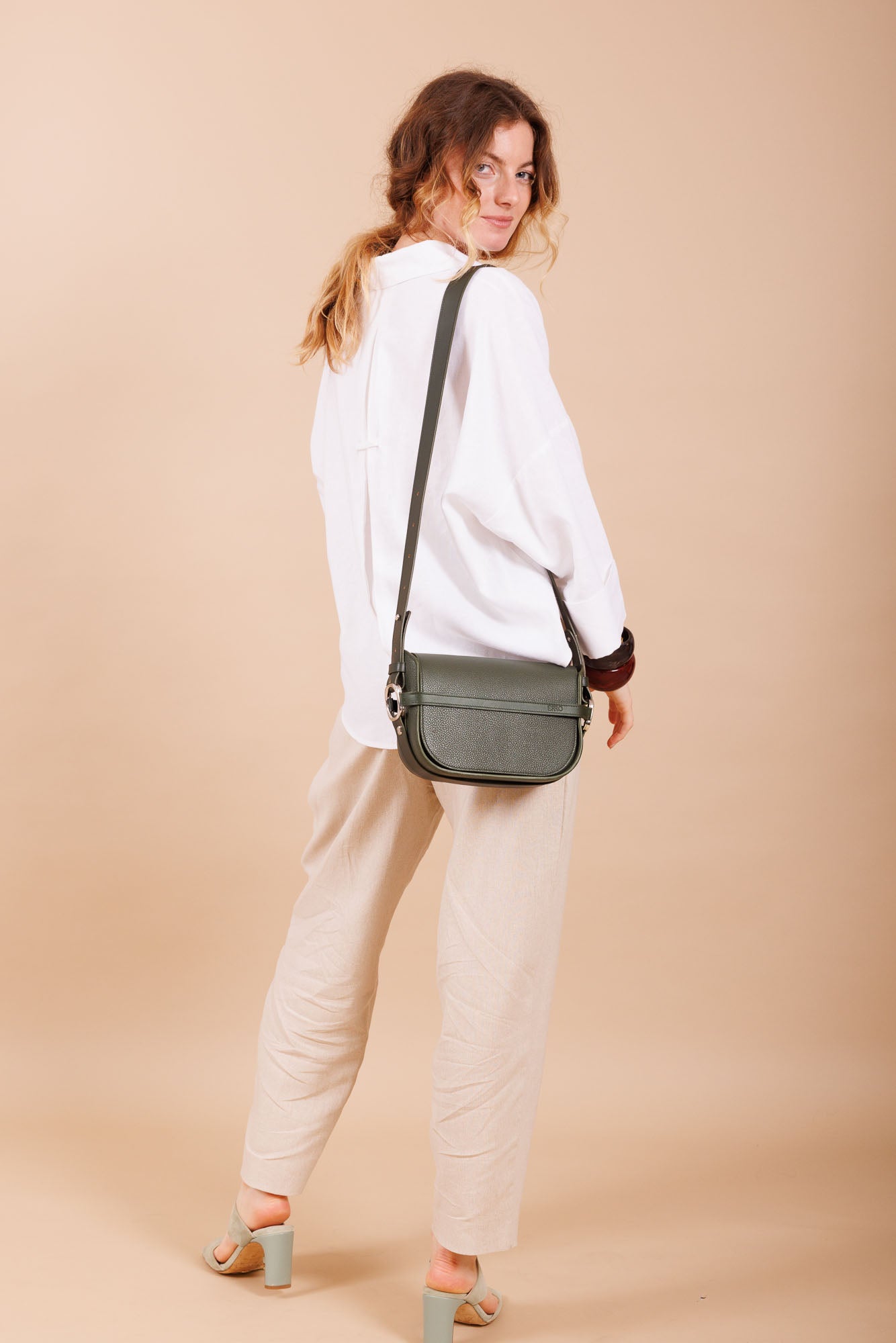 Sac à main en cuir vert femme