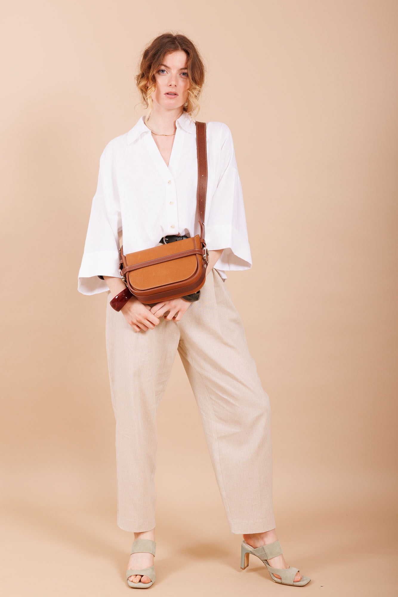 Sac à main en cuir marron femme