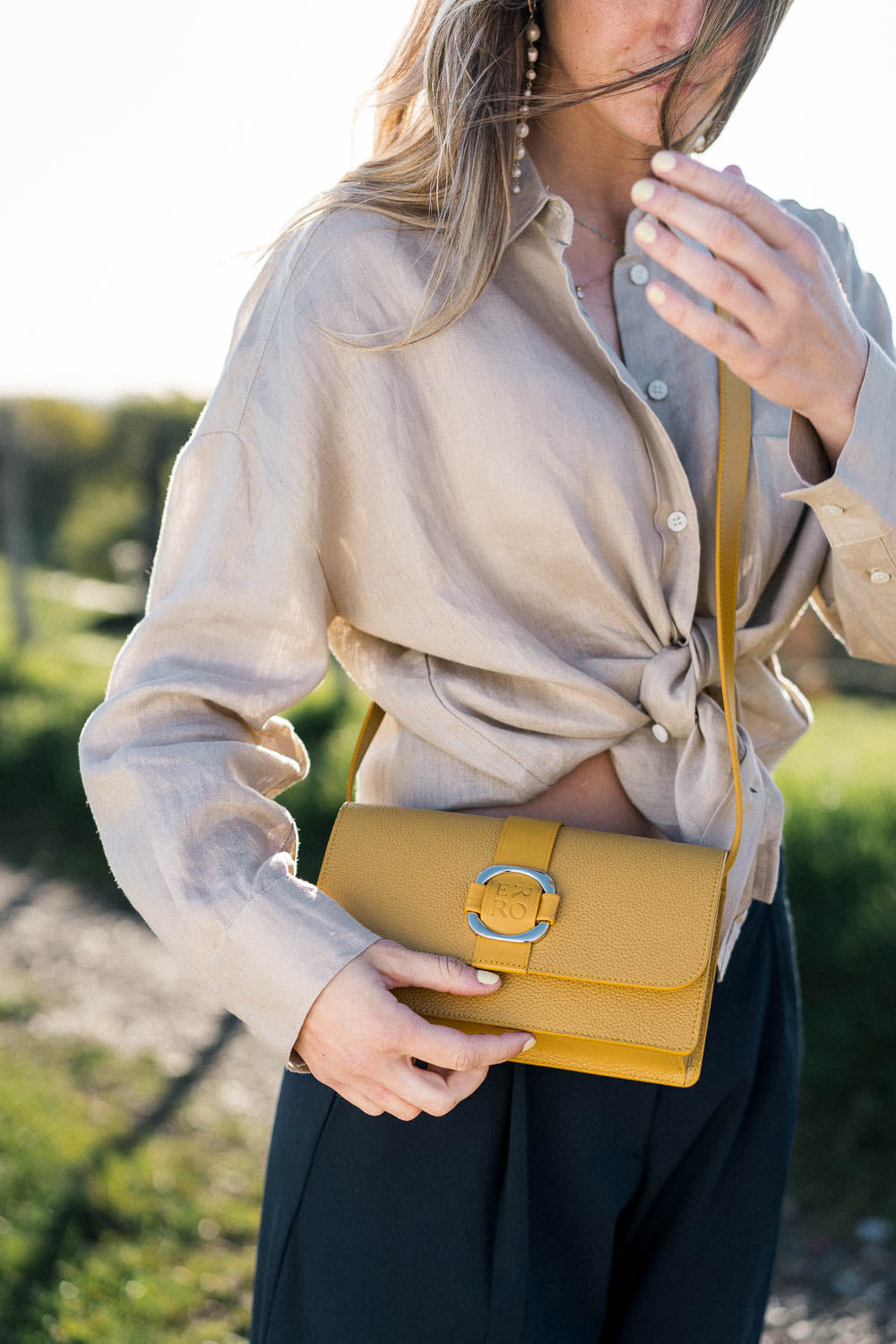 Sac à bandoulière en cuir jaune 