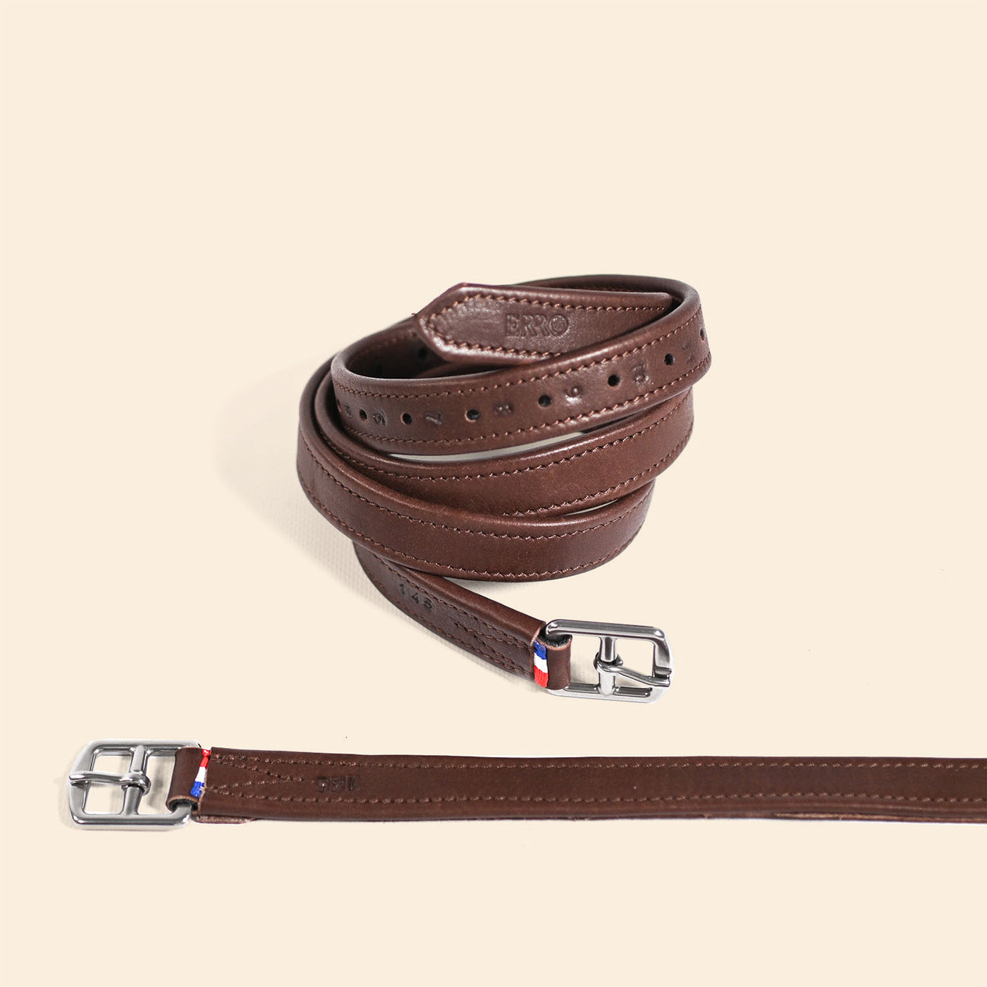 Etrivière en cuir marron équitation  