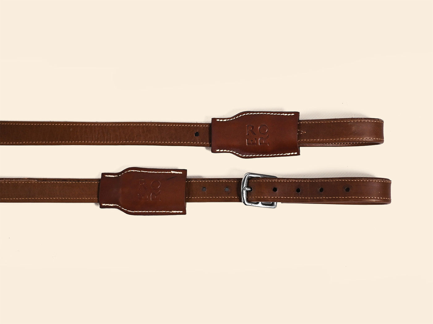 Etrivière de dressage en cuir marron équitation 